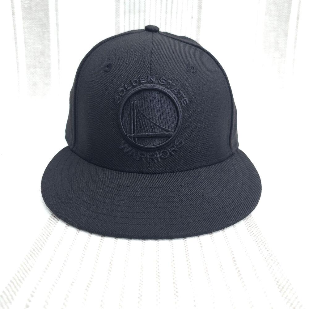Golden State Warriors New Era Hat Cap Fitted 59FIFTY Black Basketball Mens 7 1/2